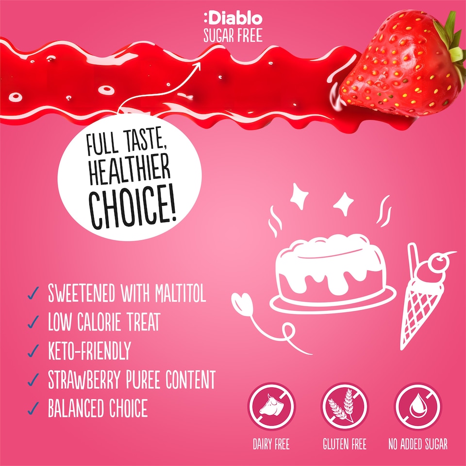 image 1 of Diablo No Added Sugar Strawberry Dessert Sauce 355g