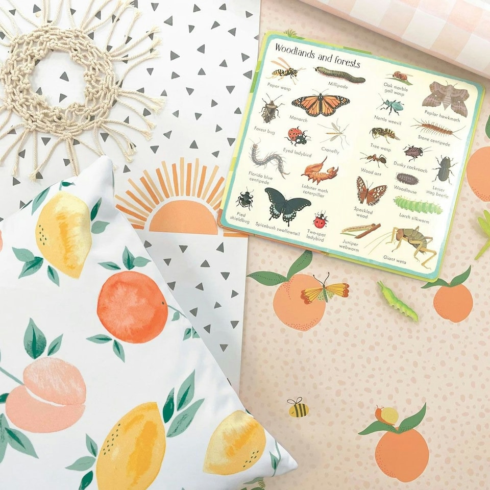 image 1 of Holden Décor Sunbeam Wallpaper - White/Orange - One Size White
