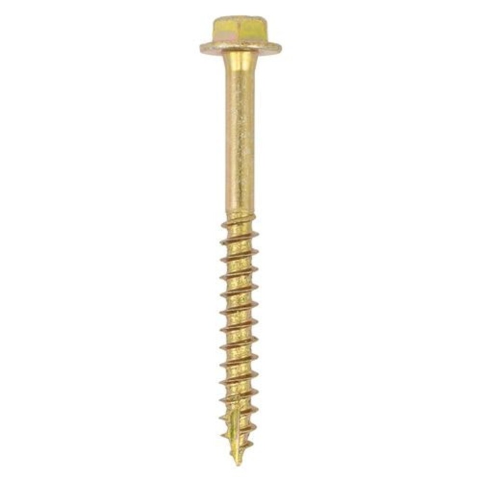 image 1 of Timco - Solo Coach Screws - Hex Flange - Yellow (Size 8.0 x 120 - 4 Pieces)