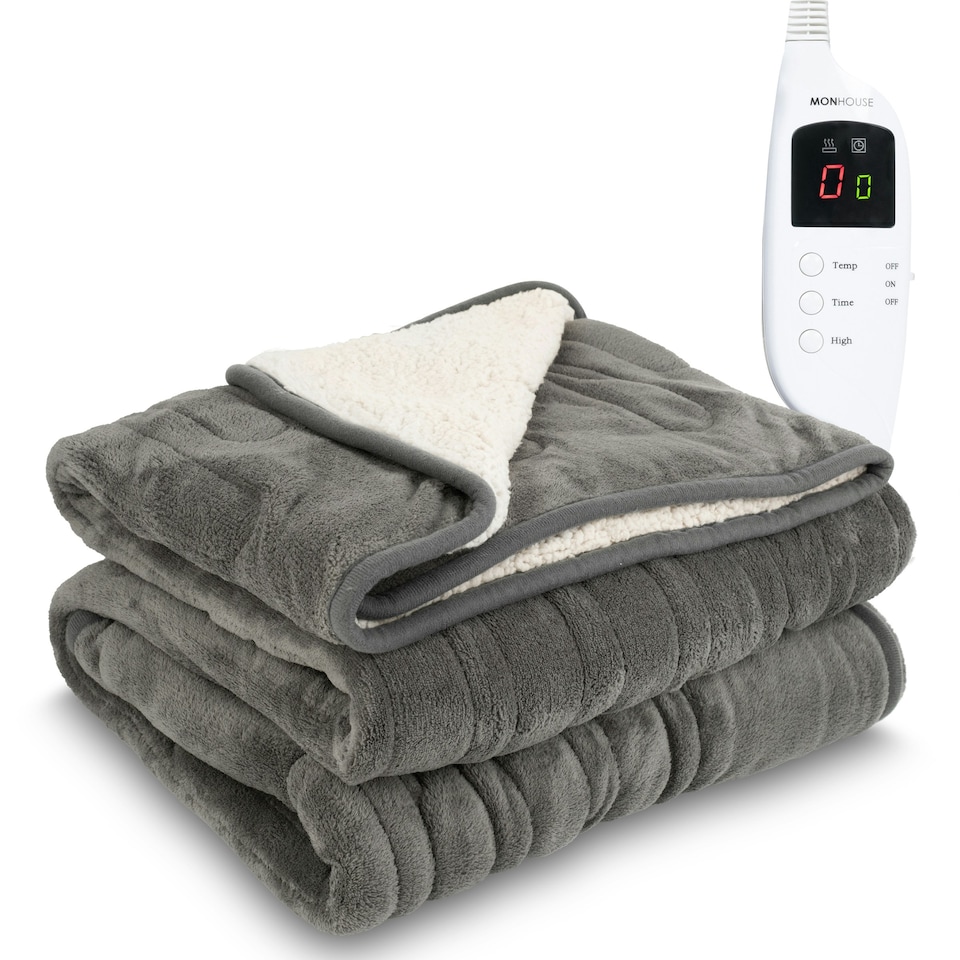 image 1 of MONHOUSE Heated Throw - Double Electric Blanket - 150 x 200 cm - Digital Controller - 9H Timer, 9 Heat Settings, Auto Shutoff