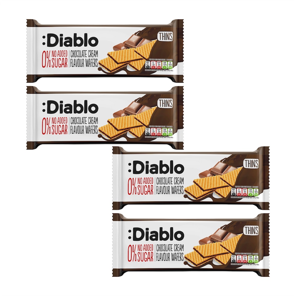 image 1 of Diablo No Added Sugar Chocolate Cream Wafer Thins 150g 4 Pack