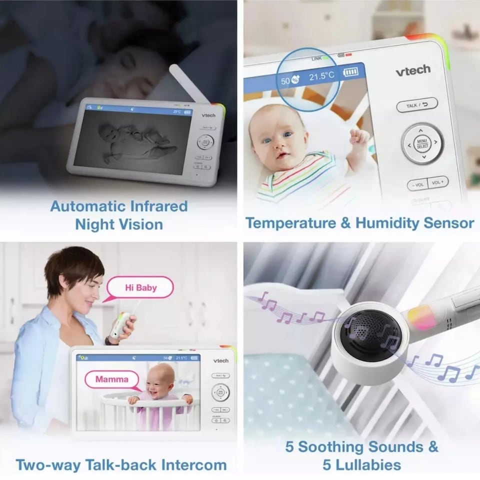 image 1 of VTech RM7787HD 7" Over-the-Cot Smart HD Video Baby Monitor