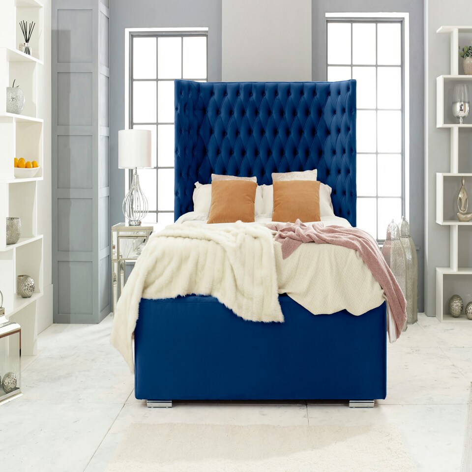 Philly Plush Single Bed Frame - Blue