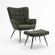 image 1 of Vera Velvet Occasional Living Room Modern Accent Chair with Footstool (Green)