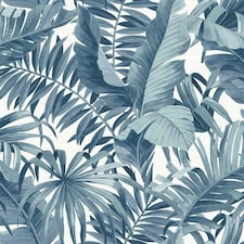 Fine Decor A-Street Palm Leaf Wallpaper - Blue/White - 32.1ft x 21in Blue