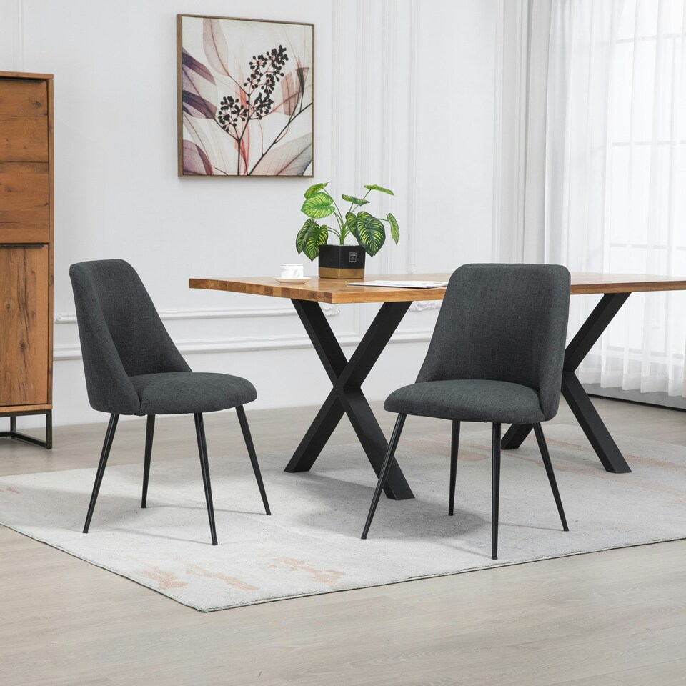 image 1 of Set of 2 Morandi Fabric Dining Chairs - Set of 2