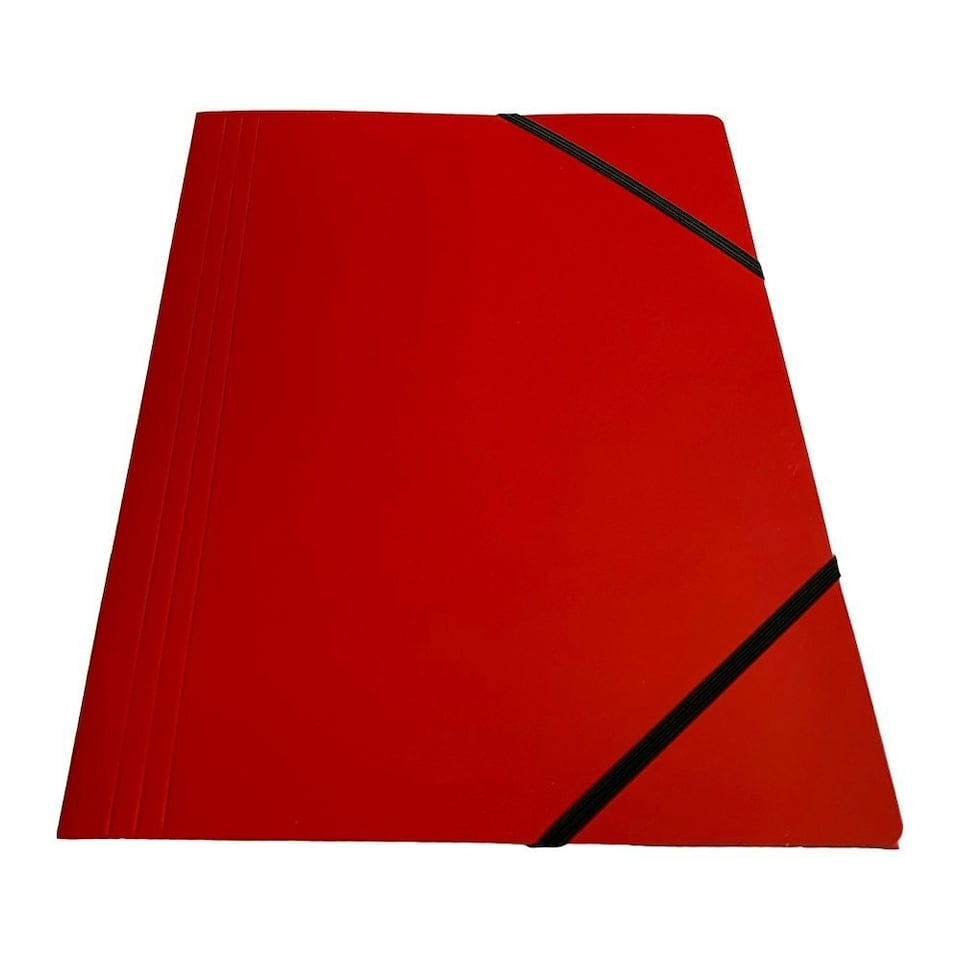 image 1 of Janrax A4 Red Laminated Card 3 Flap Folder with Elastic Closure