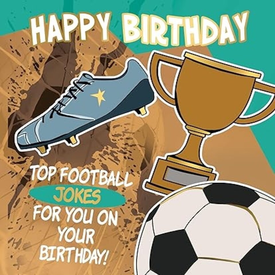image 1 of Birthday Card For Kids - Football Themed Greeings Card With Football Jokes Inside