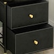 image 8 of HOMCOM PU Leather Bedside Table with 2 Drawers and Steel Legs, Black