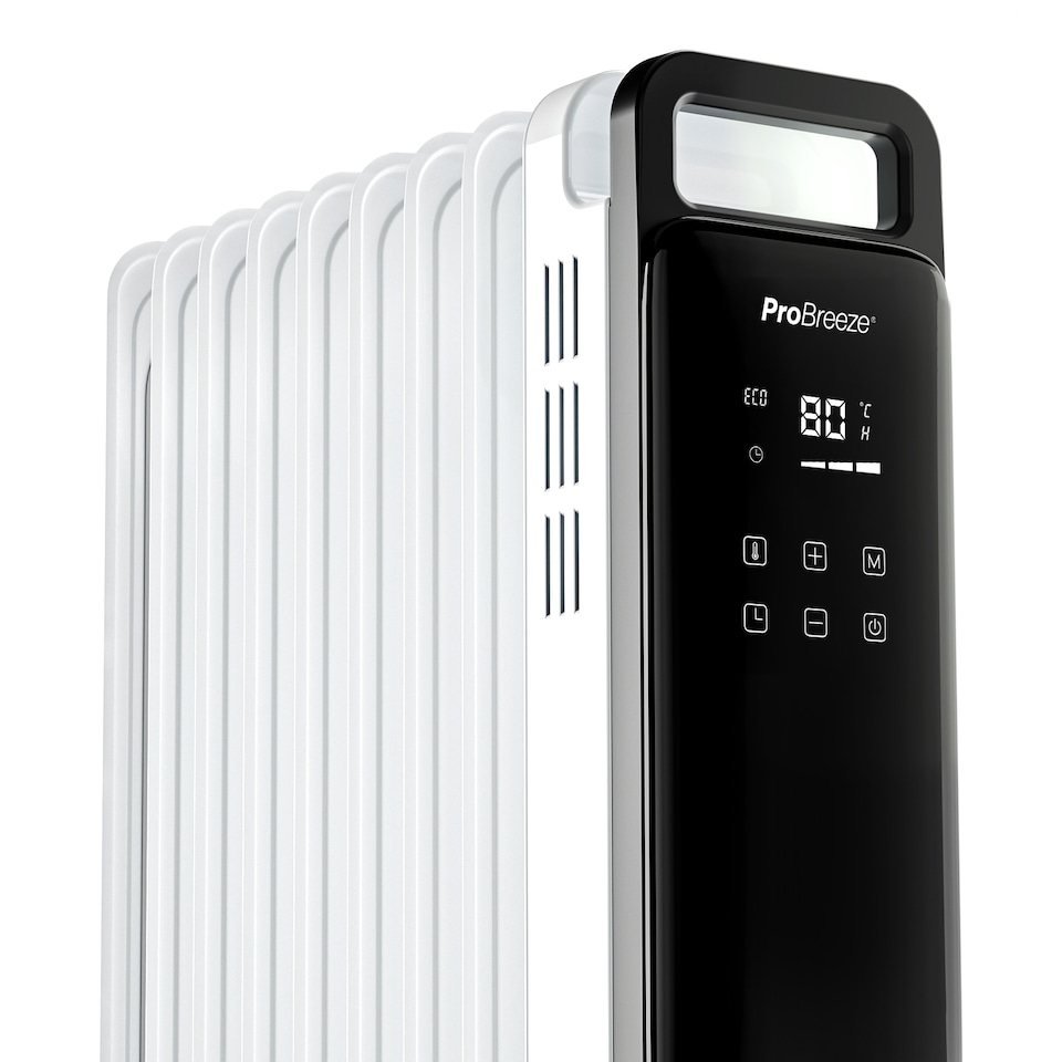 image 1 of Pro Breeze 2500W 11 Fin Oil Filled Radiator with Digital Display and Smart App Control White