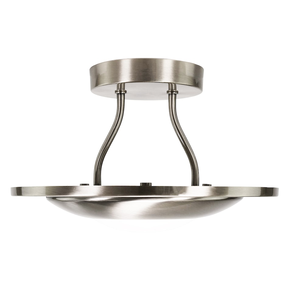 image 1 of Modernistic Semi Flush Energy Saving LED Ceiling Light Fitting in Satin Nickel | Silver