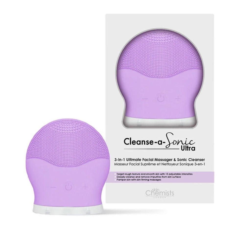 image 1 of skinChemists Cleanse-A-Sonic Ultra Purple Anti-Ageing Facial Cleansing Device for Exfoliation and Elasticity