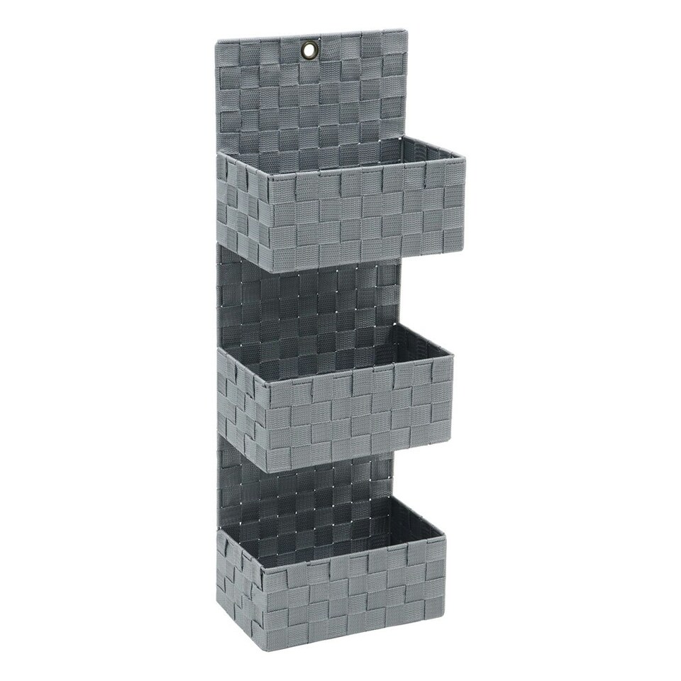 image 1 of JVL Vichy 3 Tier Nylon Hanging Storage Unit - Grey Grey