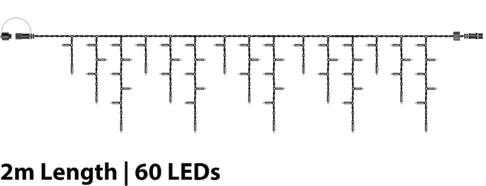 image 1 of Icicle lights Black Rubber 10cm space 60/40/20 Drop 10% 2M