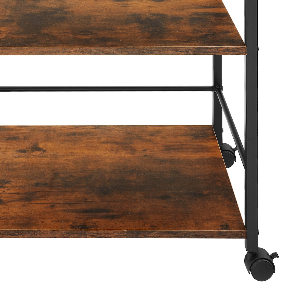 image 1 of Drinks Trolley Worcester - 3 shelves and removable tray, 4 swivel castors with parking brake | Brown | Industrial wood dark, rustic | 65 x 41,50 x 87 cm | 1