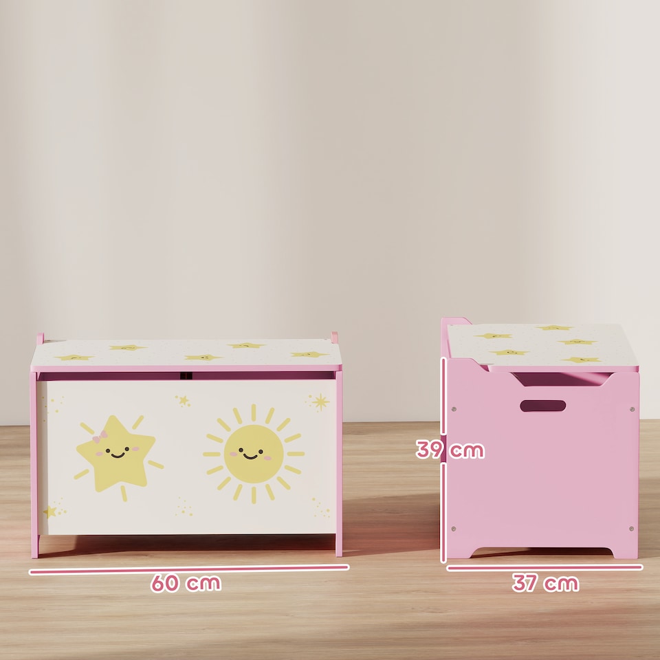 image 1 of AIYAPLAY Toy Box with Lid, Safety Hinges for Kids, Nursery, Bedroom, Pink