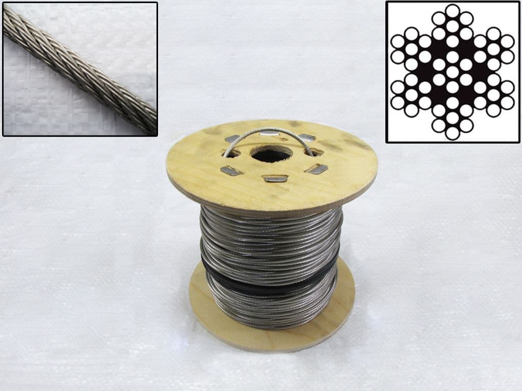 Securefix Direct - Stainless Steel Wire Rope Cable 6mm 7x7 (100m Reel 7 X 7 Rigging Marine)