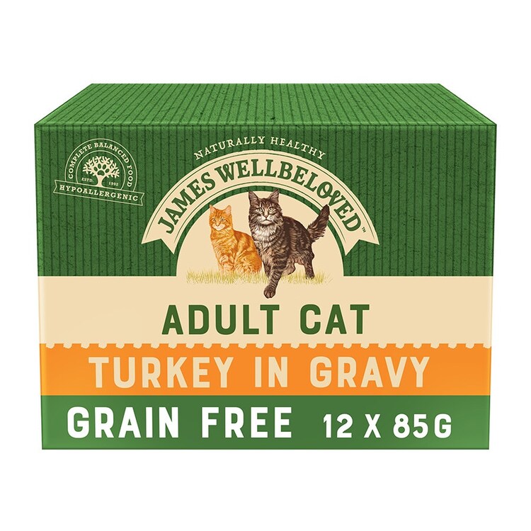 James Wellbeloved Adult Cat Pouches Grain Free Turkey Cat Food 12 X 85G