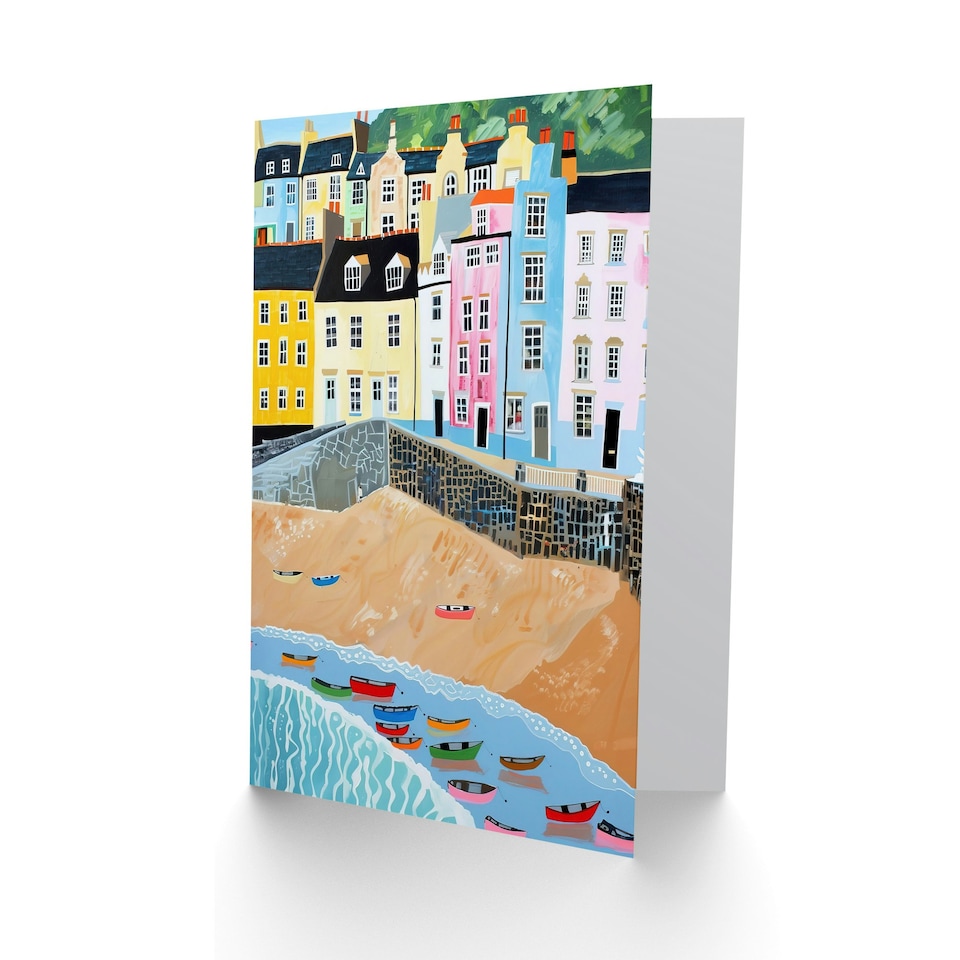 image 1 of Fishing Boats Seaside Sandy Coast Wales Him Her Birthday Card