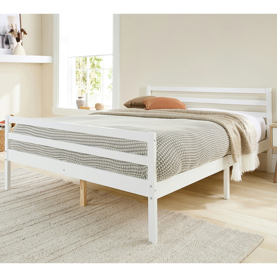 image 1 of Alpine Bed Frame in White, size King