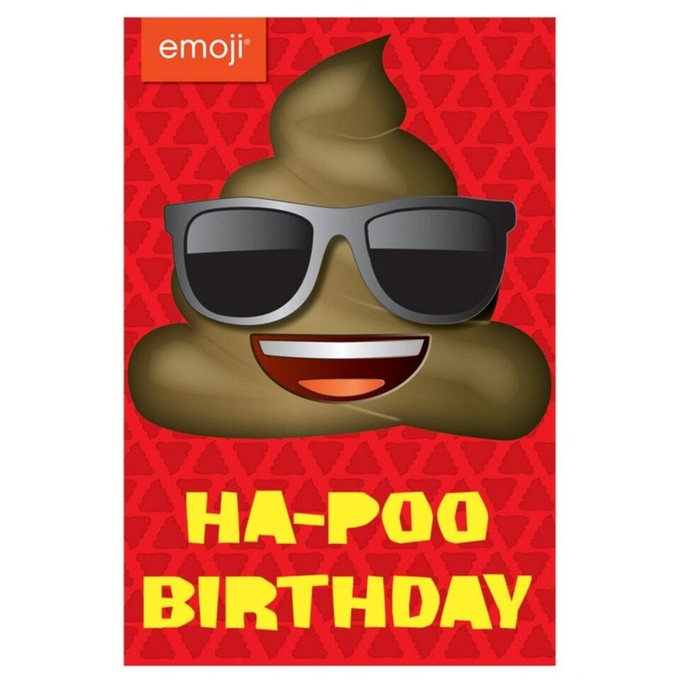 Emoji Ha-Poo Birthday Greetings Card - Red/Yellow/Brown - One Size