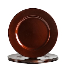 Argon Tableware Metallic Charger Plates - 33cm - Dark Red - Pack of 6