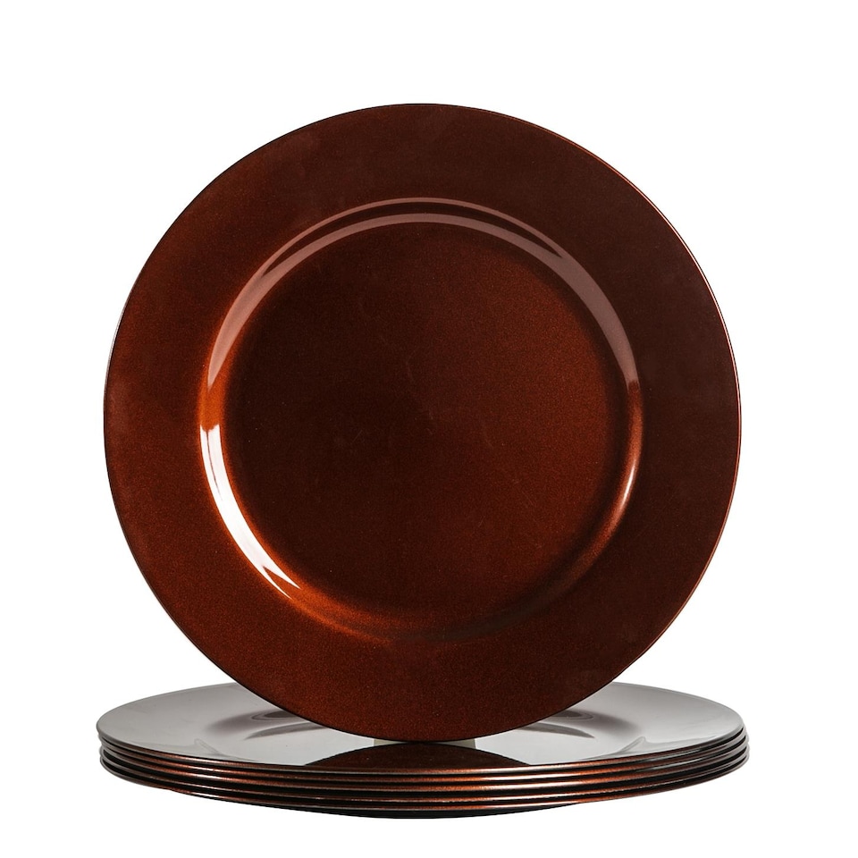image 1 of Argon Tableware Metallic Charger Plates - 33cm - Dark Red - Pack of 6