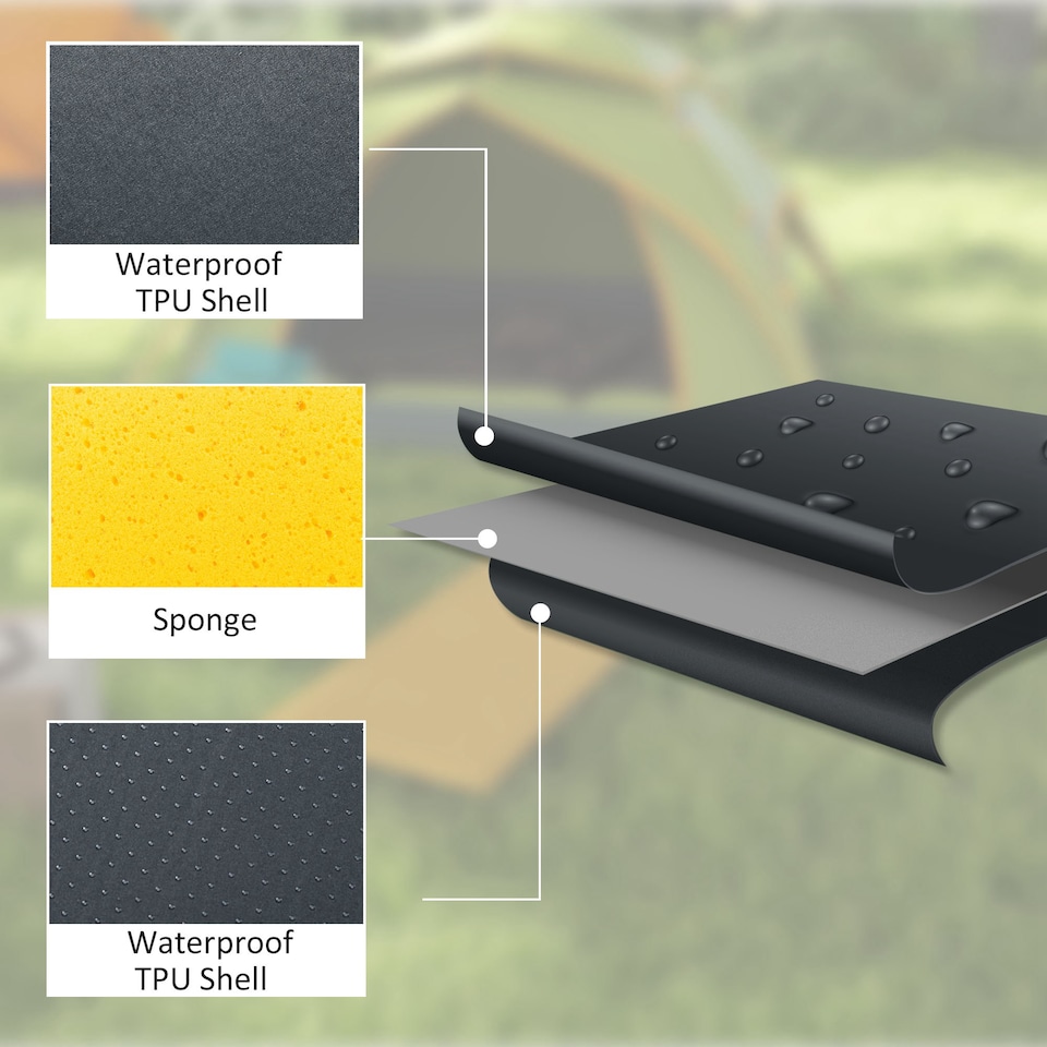 image 1 of Outsunny Self-Inflating Single Sleeping Pad Air Bed with Carry Bag, Grey