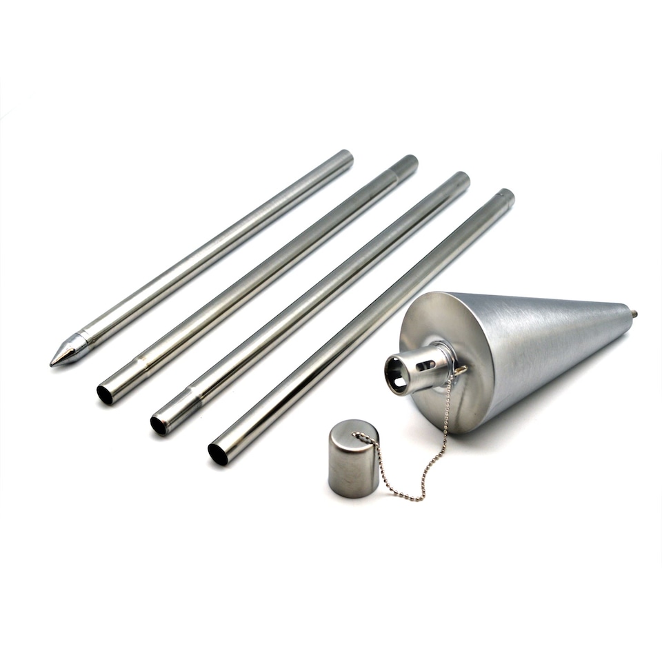 image 1 of Harbour Housewares Metal Garden Torches - Cone - Silver - Pack of 6