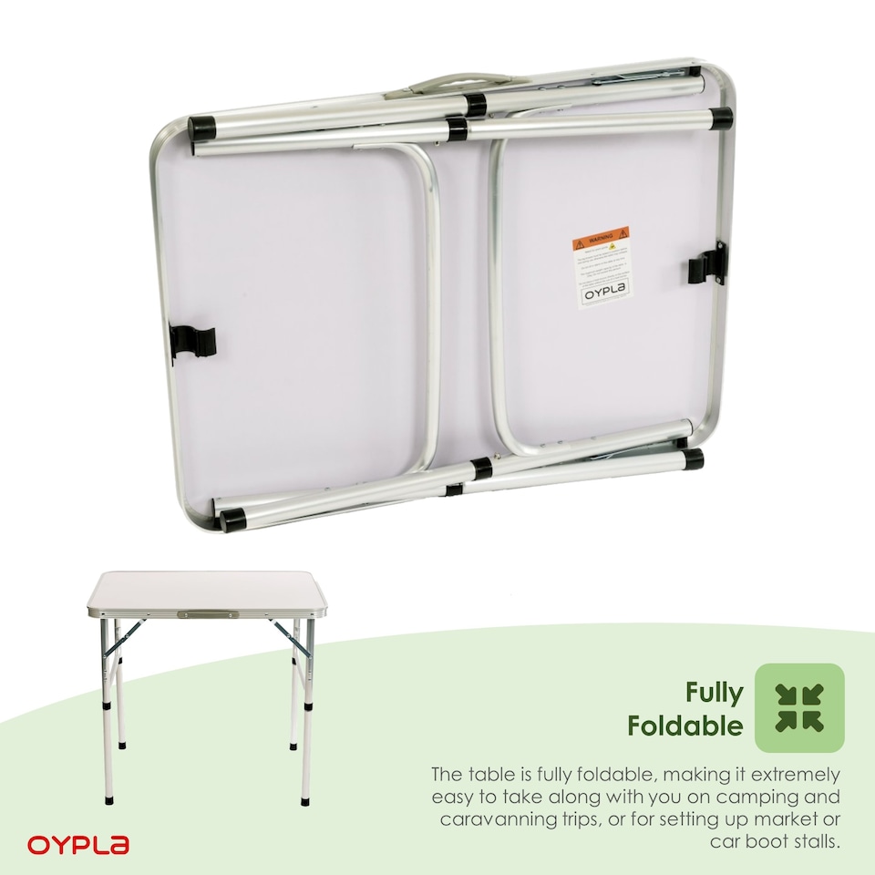 image 1 of 75cm Portable Folding Outdoor Camping Kitchen Work Top Table | White