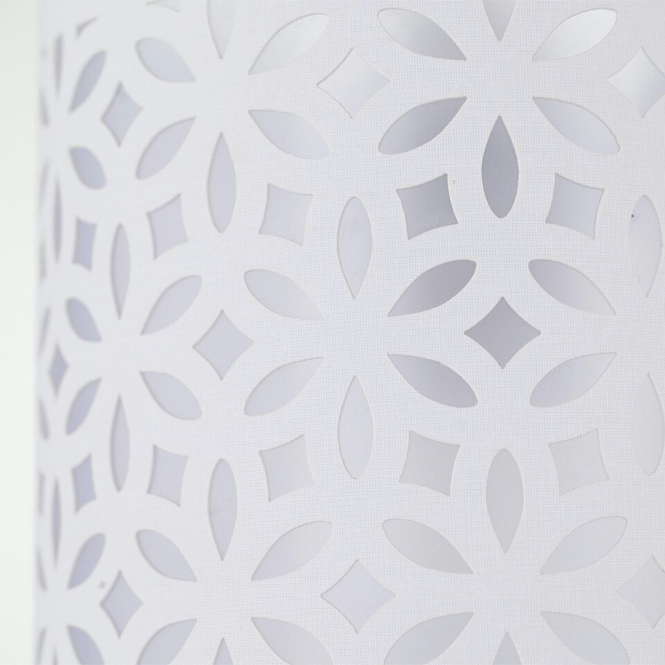 image 1 of First Choice Lighting Set of 2 White Laser Cut 15.5cm Table Lamp Shades White