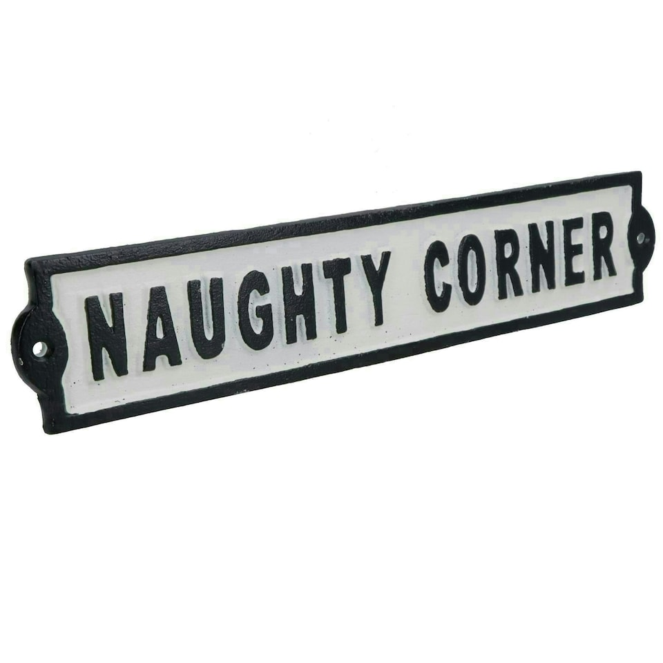 image 1 of Naughty Corner Cast Iron Sign Plaque Wall Door Fence Gate Post House Garden