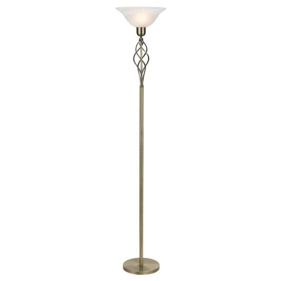 image 1 of Classic Knot Twist Floor Lamp Uplighter in Antique Brass | Gold