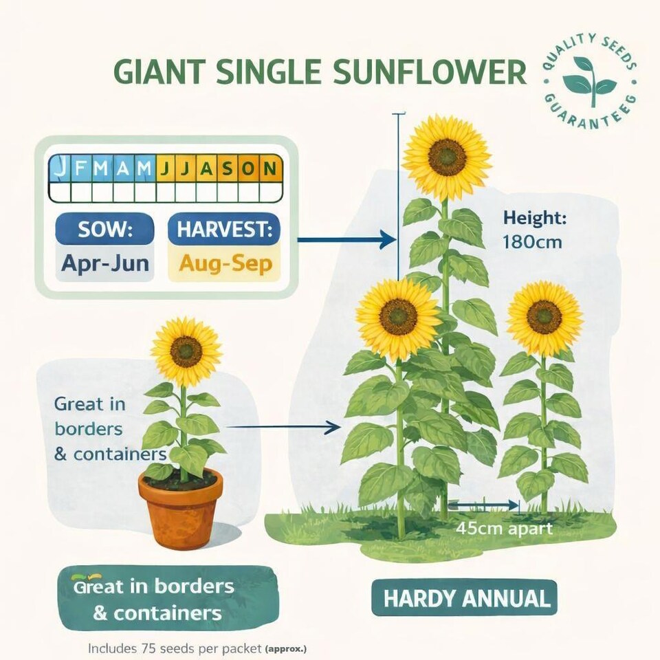 image 1 of Fothergills Premium Sunflower Seeds - Giant Single