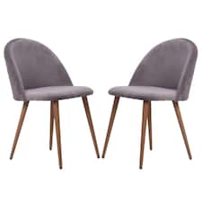 Set of 2 Lucia Ergonomic Velvet Dining Chairs with Wooden Legs, Modern Upholstered Accent Chair | Grey