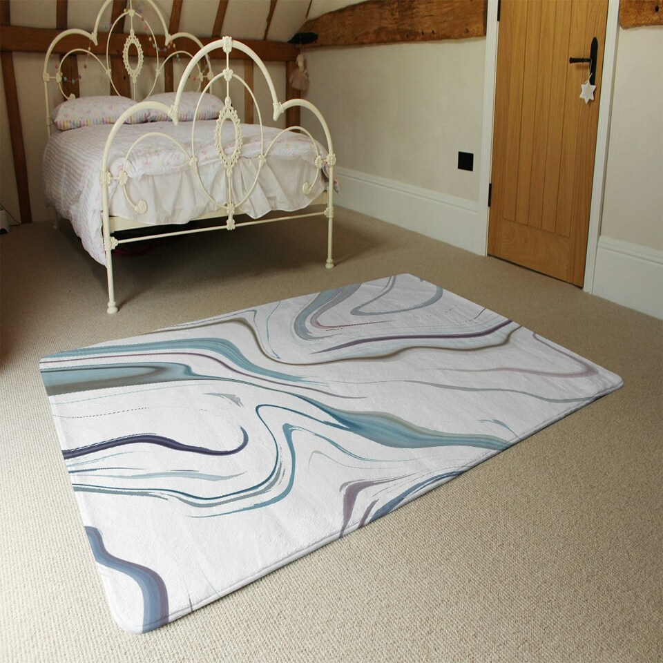 image 1 of Blue Rippled Marble (Rug) Blue | Medium: 80x150cm