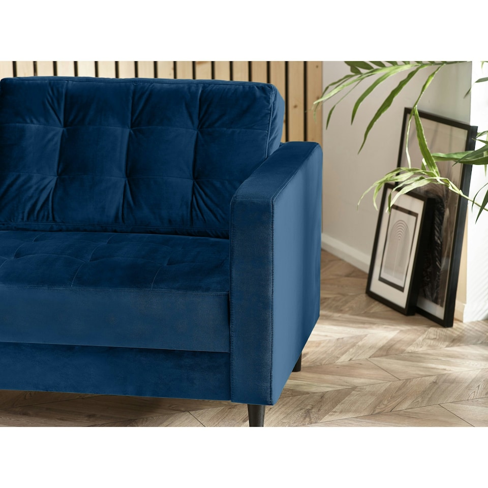 image 1 of Furniturebox Jolene 3 Seater Navy Blue Velvet Sofa