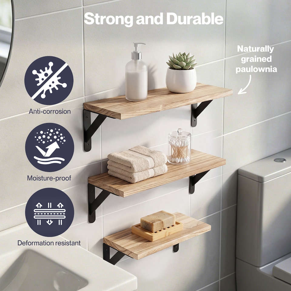 image 1 of Levede Floating Shelves 6 Set Wood Shelves for Wall Brown Modern Storage Home