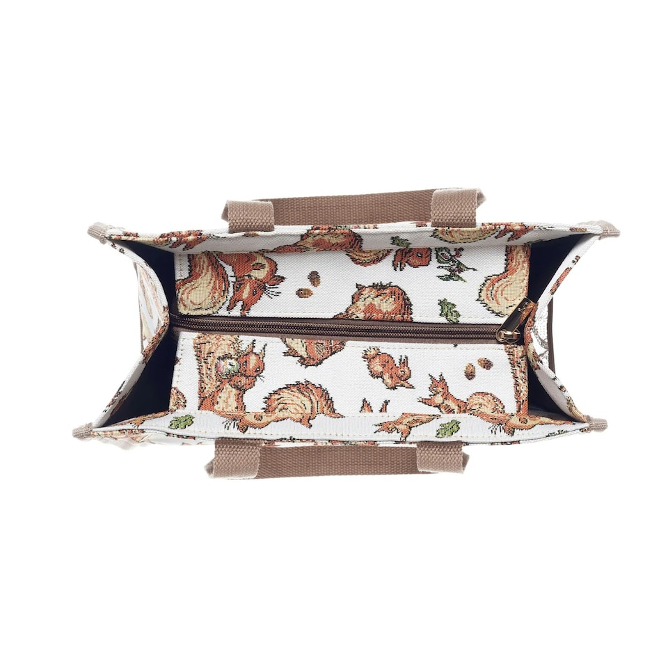 image 1 of Signare Shopper Grocery Bag - Peter Rabbit Squirrel Nutkin Brown | Beige