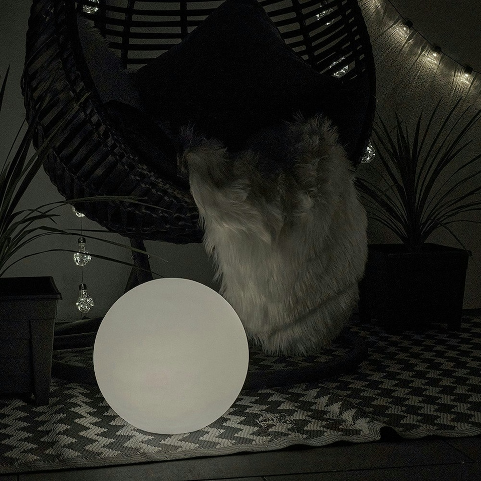 image 1 of ValueLights Toka White Large Outdoor Ball Light Dimmable Rechargeable Battery