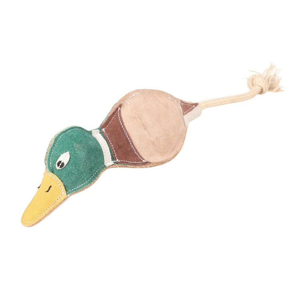 image 1 of Benji & Flo Country Drake The Duck Suede Rope Dog Toy - Green/Beige/Yellow - One Size
