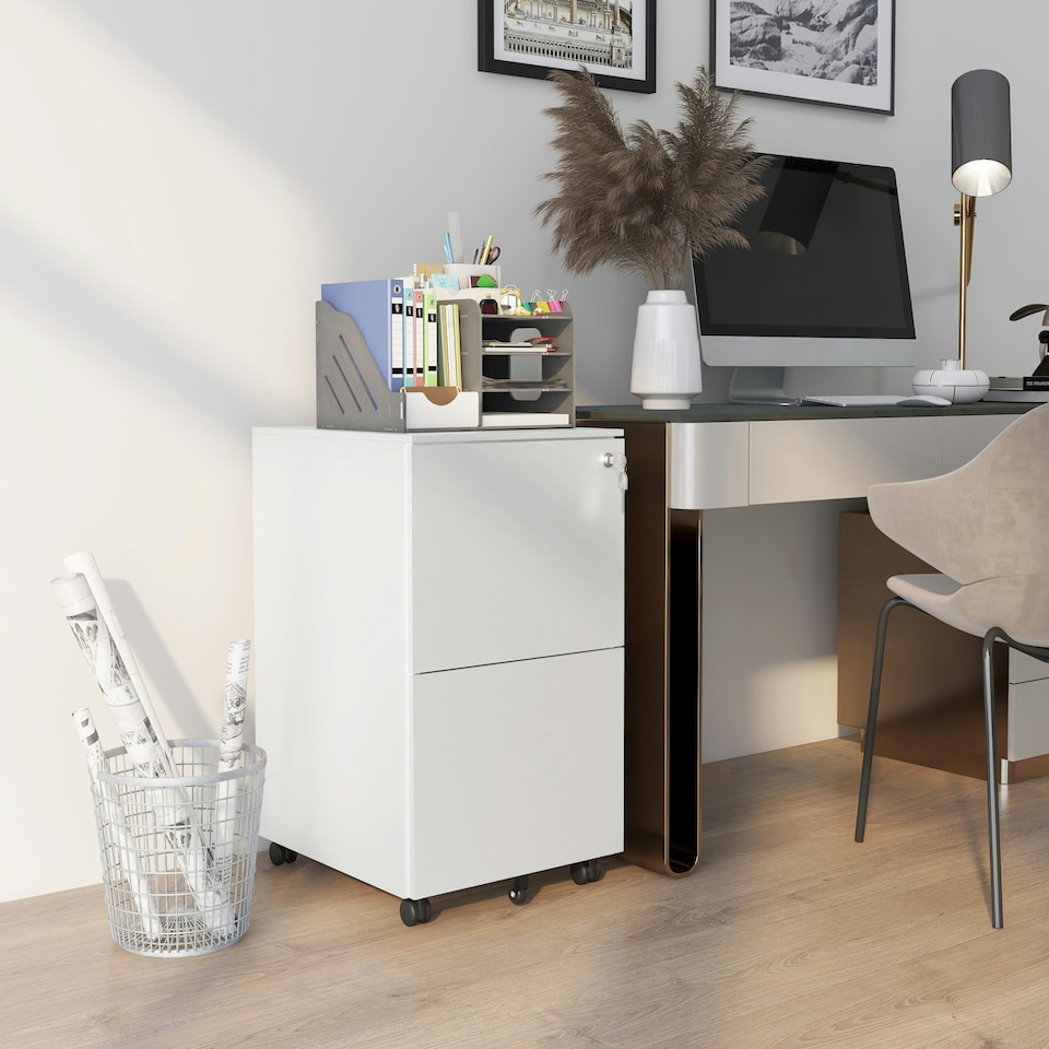 image 1 of Vinsetto Steel File Cabinet with Hanging Bar for Letter A4 Legal Size White