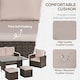 image 4 of Outsunny 6 PCS Outdoor Rattan Sofa Furniture Sets with Footstool Cushions Brown