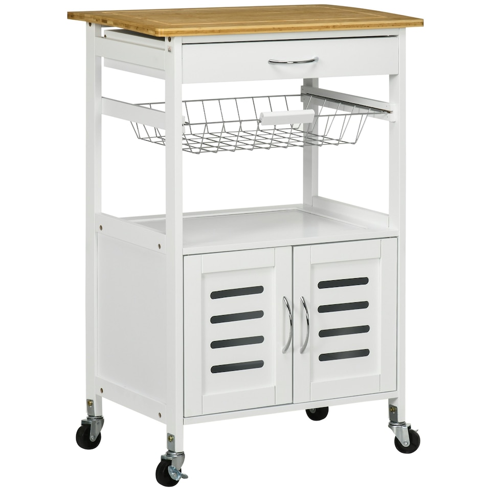 image 1 of HOMCOM Rolling Kitchen Island Trolley Utility Cart on Wheels