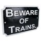 image 2 of Beware Train Cast Iron Railway Sign Plaque Door Wall House Fence Gate Garden