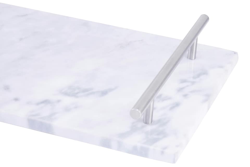 image 1 of Interiors By Premier Grey Marble Serving Board With Silver Handles, Durable Natural Stone Tray For Kitchen Use | Grey