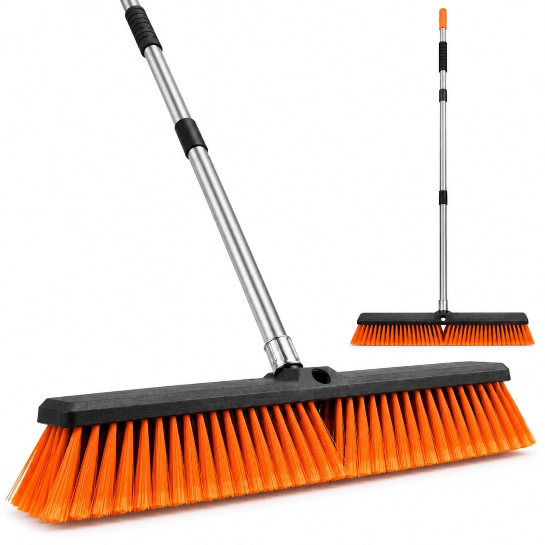 Harbour Housewares Adjustable Garden Broom - 60cm Wide Head with 1.6m Handle Stiff Synthetic Bristle Yard Driveway Cleaning Brush