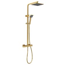 Thermostatic Shower Kit Fixed Head Adjustable Handset Brushed Brass | Copper | Brushed Brass | 1