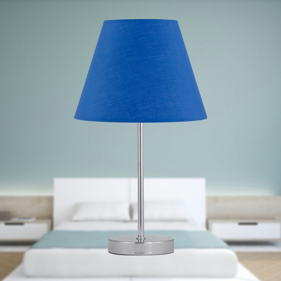 image 1 of Chrome Touch Operated Table Lamp with Royal Blue Shade Chrome | Blue