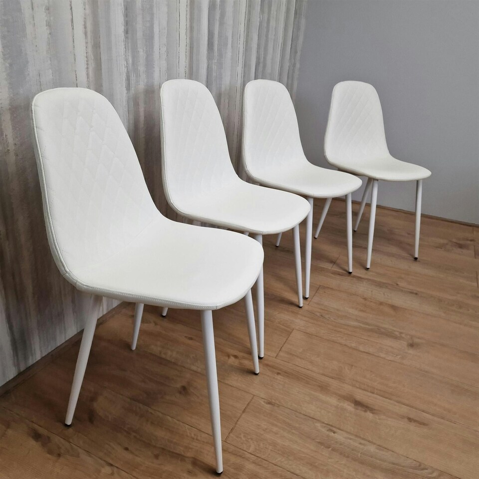 image 1 of Dining Chairs Set of 4 White Leather Kitchen Chairs White